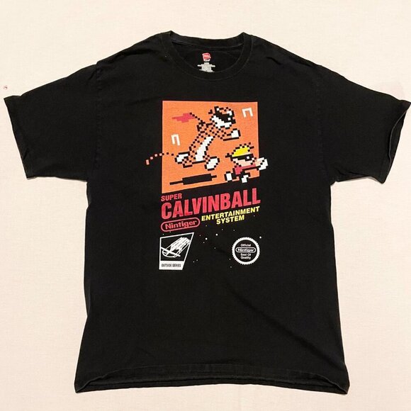Super CalvinBall Shirt Mens Size Large Short Sleeve T Shirt Calvin Hobbes - Picture 1 of 16